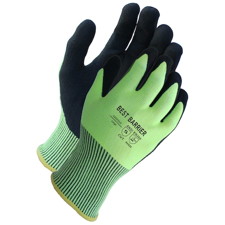 A5 Cut Resistant, Coated Glove, Hi-viz, Sandy Nitrile, M